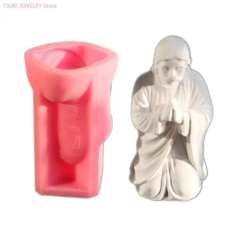 62KE Pack of 3 Silicone Concrete Molds Jewelry Display Statue Molds Suitable for Making Easy to Clean Portable
