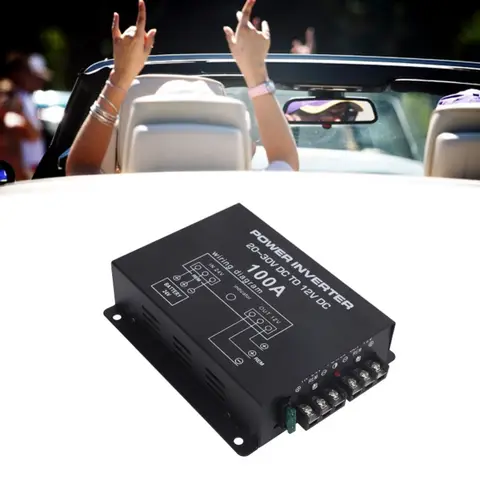 Convertidor reductor de voltaje DC 24V a 12V con Control de temperatura para coches, camiones, RVS, SUV, autobuses 100A