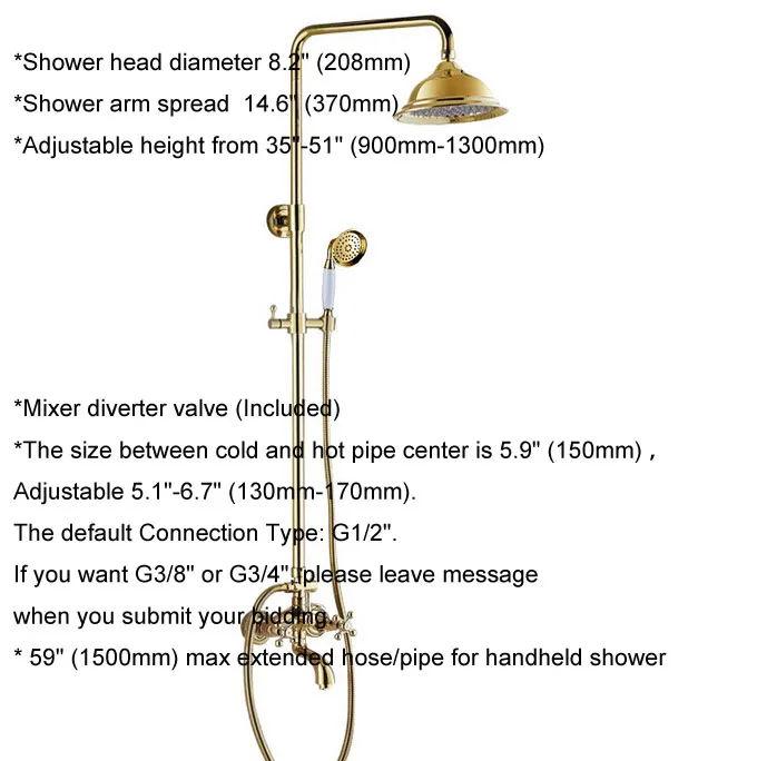 Golden Brass Bathroom Faucet Set Washroom Rainfall/Handheld Shower Faucets Kit Bath Tub Cold And Hot Water Mixer Taps Dgf453