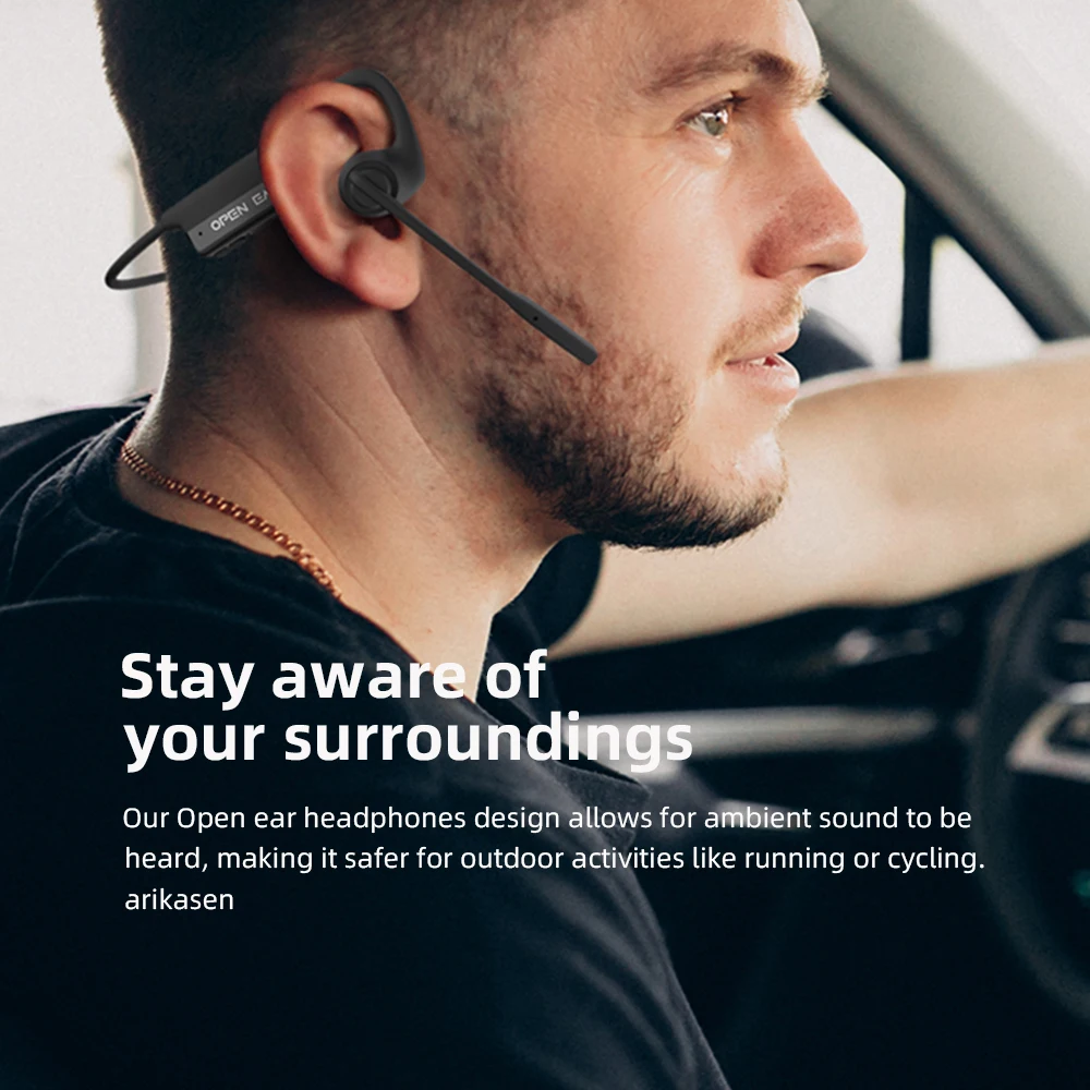 Open-Ear-Kopfhörer mit Mikrofon, Bluetooth-Headset mit Mikrofon, Bluetooth-Kopfhörer mit geräuschunterdrückendem Mikrofon, kabelloses Headset – Detail 3