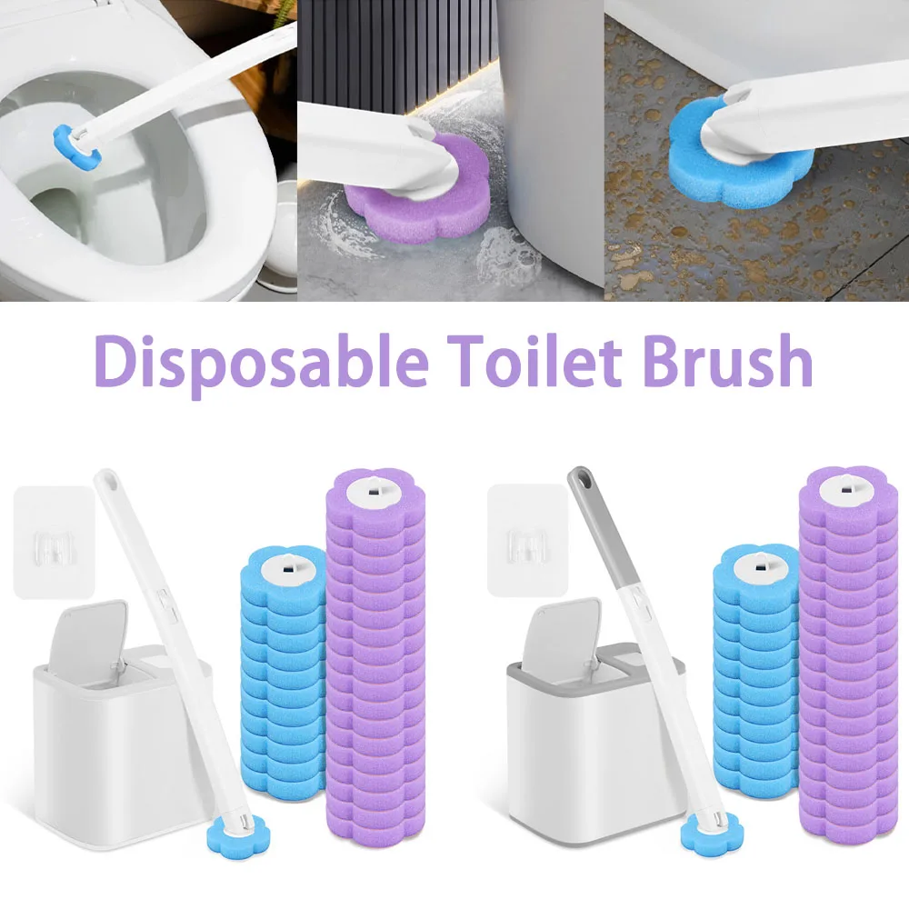 

Disposable Toilet Brush Cleaner Kit With Replacement Head Lengthened Handle Auto Lid Opening Toilet Brush Wc Accessories