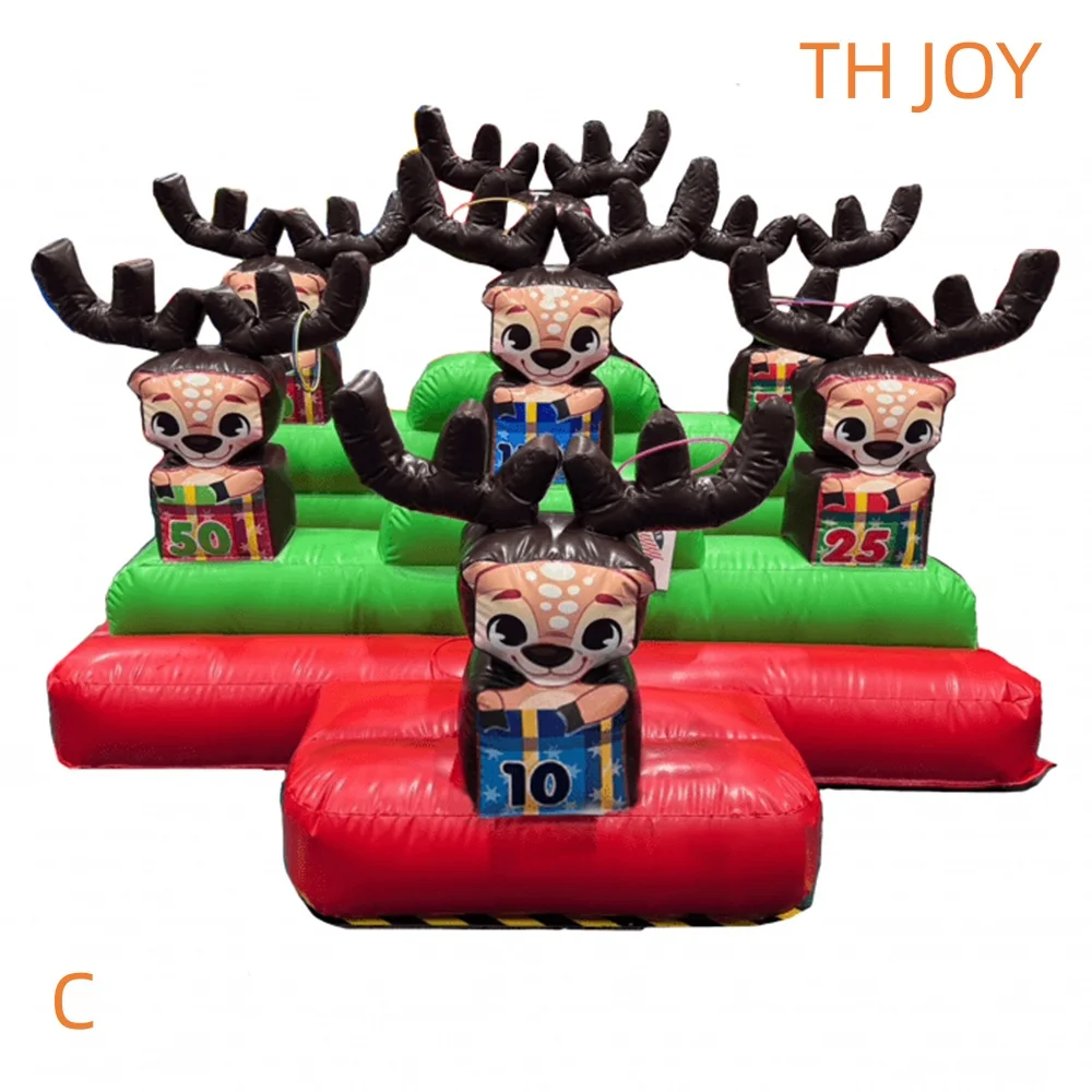 2025 Lustiges Rentier-Ring-Wurf-Ring-Spiel, Weihnachten, aufblasbares Hoop-Wurf-Partyspiel für Kinder und Erwachsene