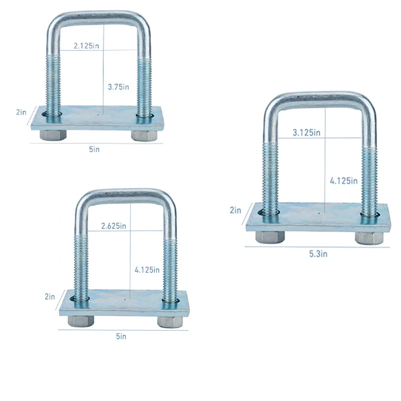 Universal Heavy Duty Metal Leaf Spring Clamp U-Bolt Kit Bending Fix Repair Fastener for Truck Trailer and Sailboat