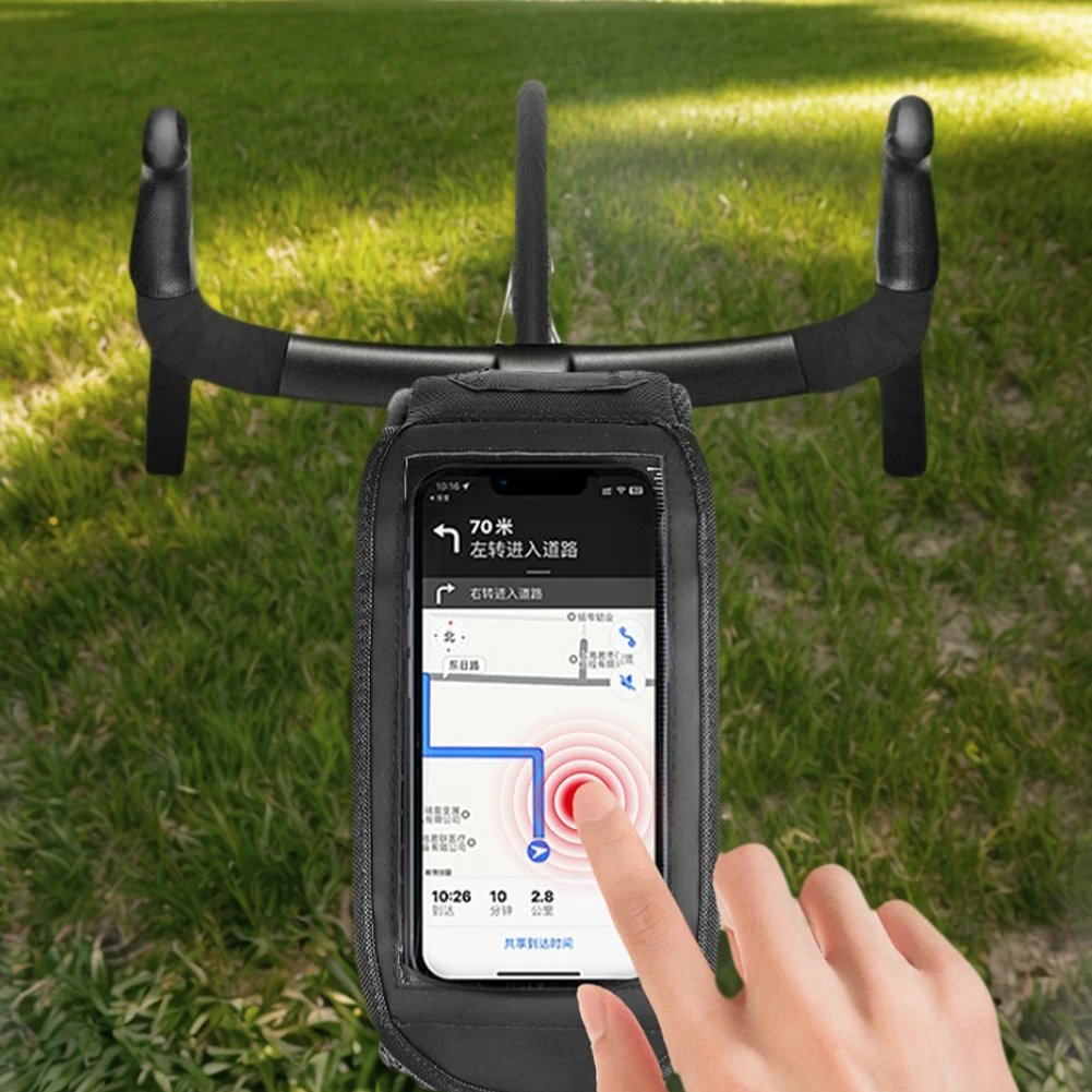 Bike Front Frame Bag Bike Storage Bag Waterproof Hard Shell Bike Tube Bag Double Zipper Cycling Pouch for Phones Under 6.5 Inch