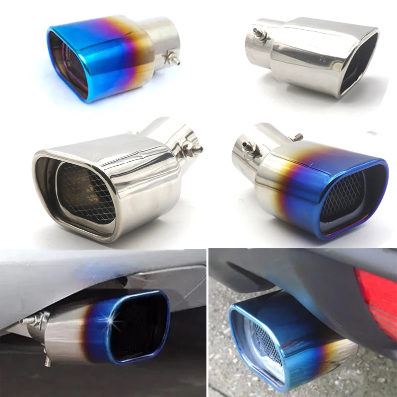 Stainless Steel Exhaust Tail Tube Polishing Surface Car Decoration Universal Car Square Exhaust Muffler Tip Silencer Tail Pipes