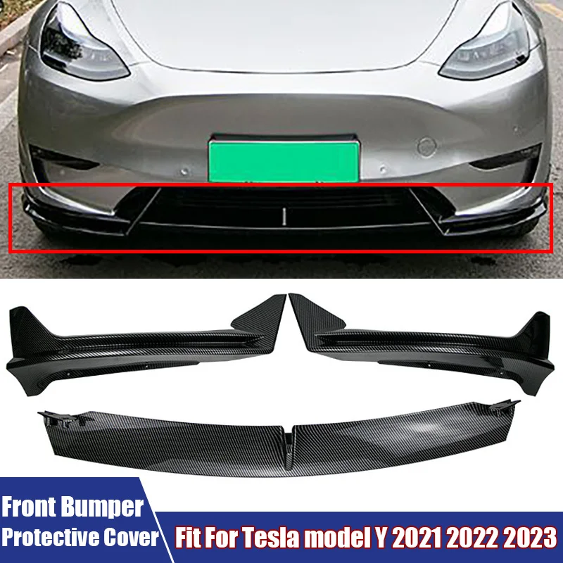 Front Bumper Protective Cover Kit Fit For Tesla model Y 2021 2022 2023 Car Modification Accessories Front Lip Spoiler Trim Cover