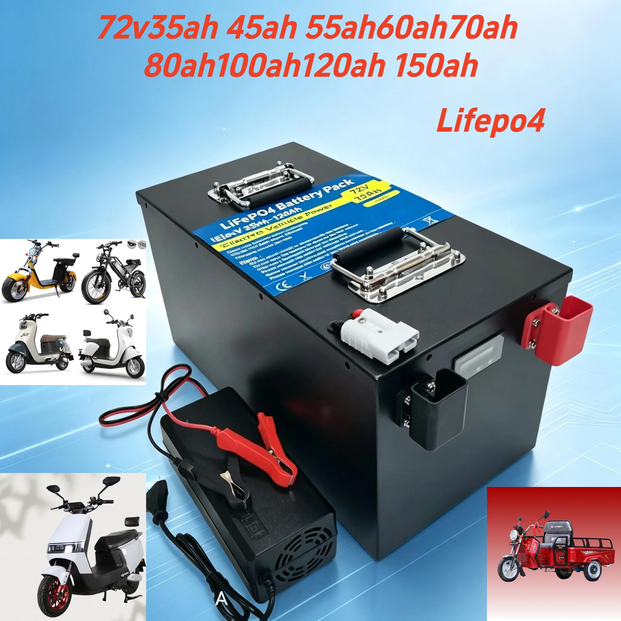 72v35ah 45ah 55ah 70ah 80Ah lithium iron phosphate battery is suitable for two wheeled electric vehicles and three wheeled elect