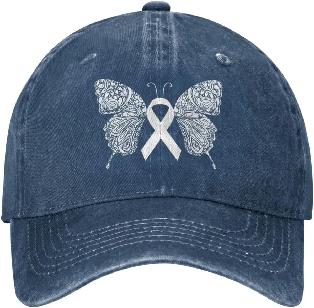 BotterfIy Lung Cancer Awareness Retro Sports Dauln Cap