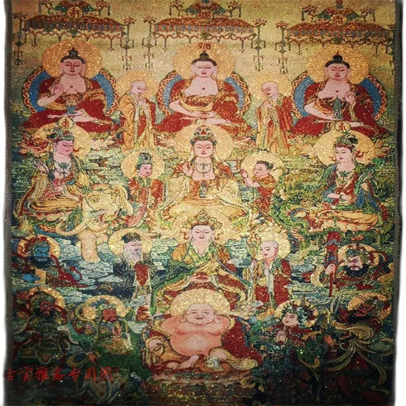 

Tibet Tibetan Thangka Buddha Silk Embroidery Decorative Hanging Like