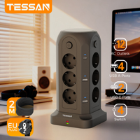 TESSAN USB C Desktop Power Strip with Surge Protection Multiple Tower Socket with 12 AC 4 USB A 2 USB C Ports 2M Extension Cable