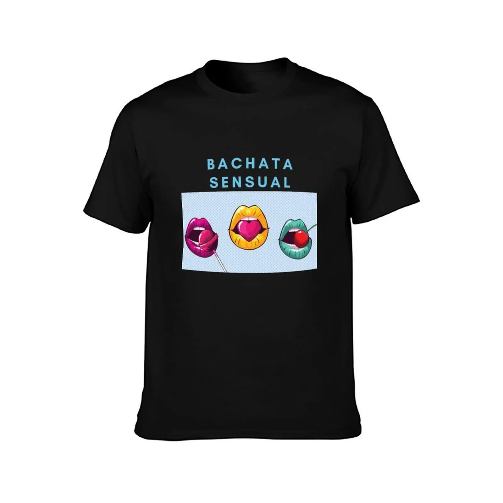 Bachata Sensual Lips T-Shirt, Summer Casual Cotton Tee, Oversized Streetwear Tops, Vintage Graphic Print, Loose Fit Short Sleeve