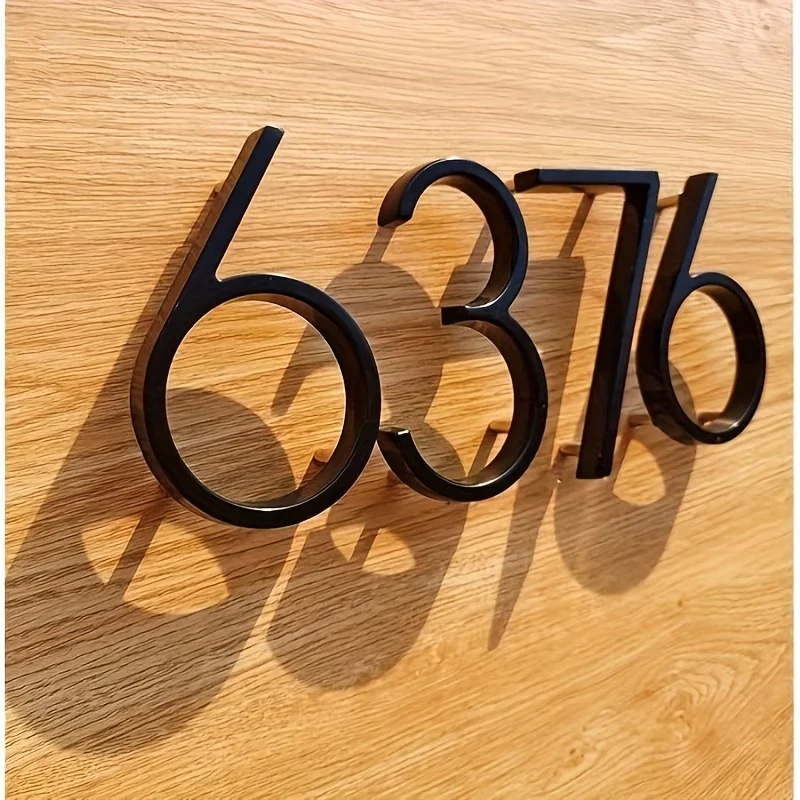 1pc Black Floating House Number, Zinc Alloy, Metal Address Plate, Outdoor Door Number #0-9 view 5