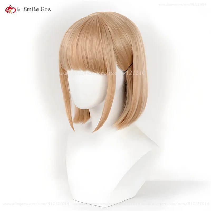 أنيمي تشيناتسو كانو هينا تشونو شعر مستعار تأثيري الكتان البني/الوردي شعر مستعار قصير تأثيري أنيمي شعر مستعار تأثيري مقاومة للحرارة الشعر الاصطناعية