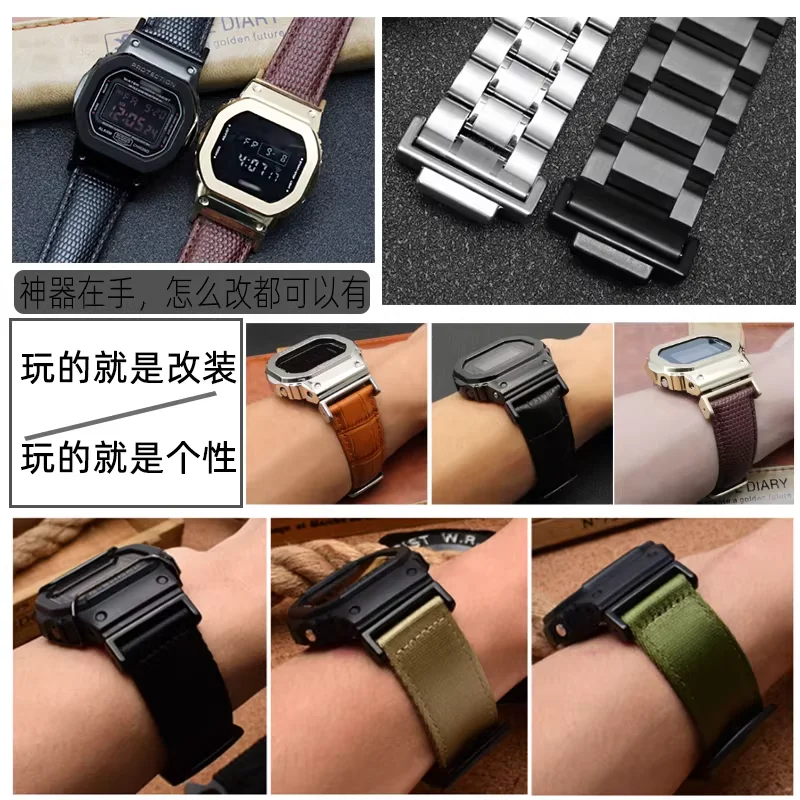 Stainless steel strap Connector For Casio G-SHOCK DW5600 GW-M5610 GWM5610 GA110 GA100 GA120 GA2100 GM2100 watch band Adapter view 6