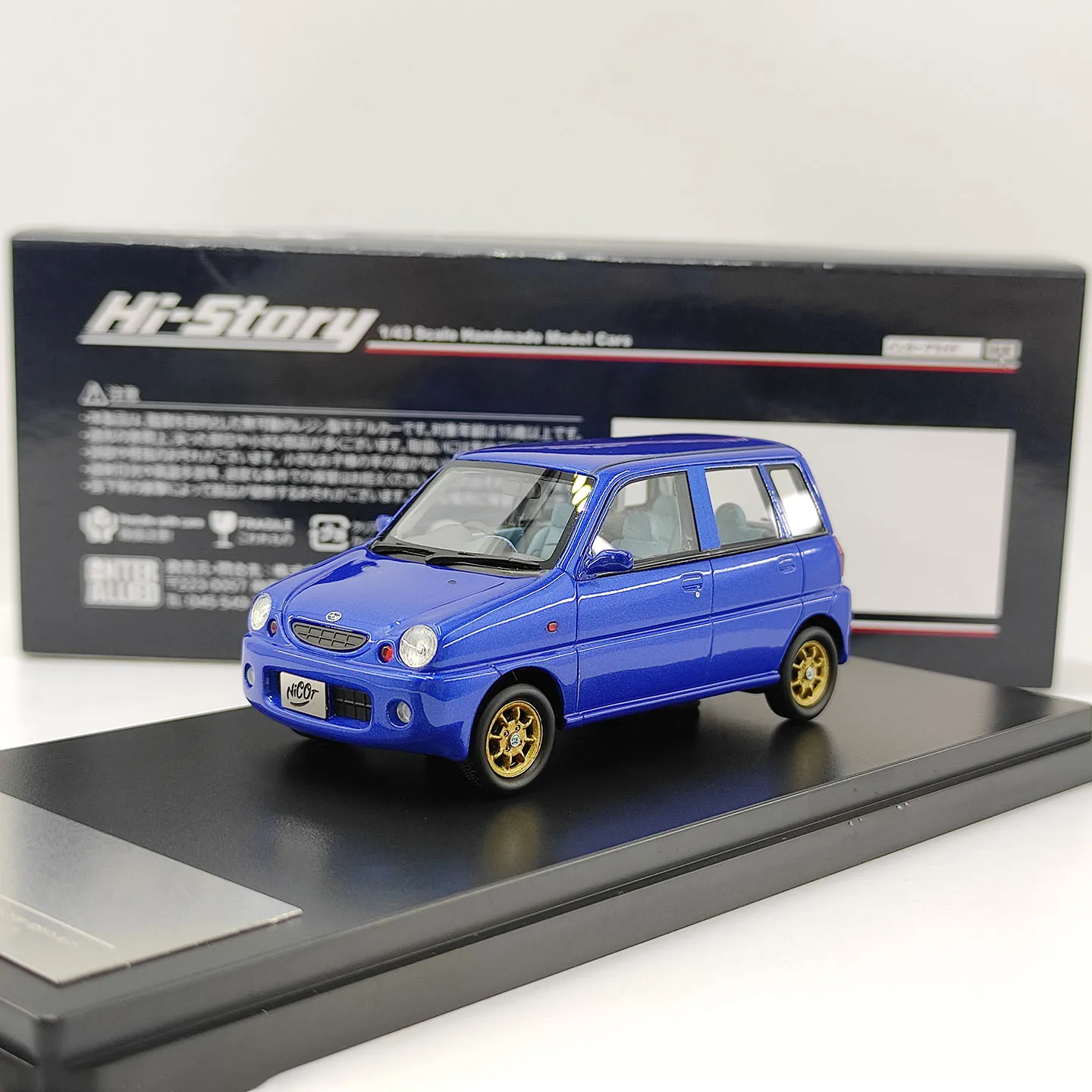 Hi-Story Modelo de Coche de Resina Subaru PLEO NICOT 2002 Azul Escala 1:43