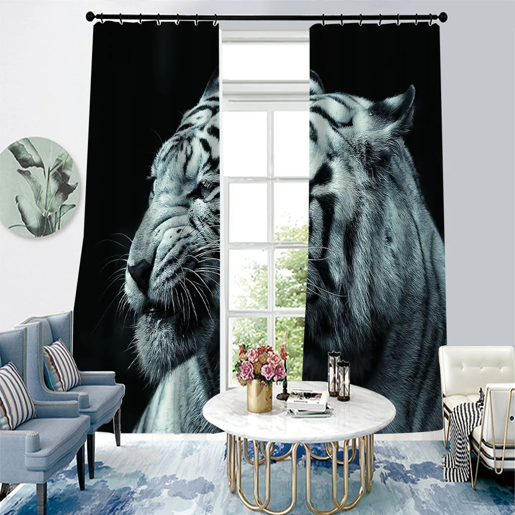 High quality custom 3d curtain fabric grey tiger curtains 3D Curtain stereoscopic lifelike personality curtains