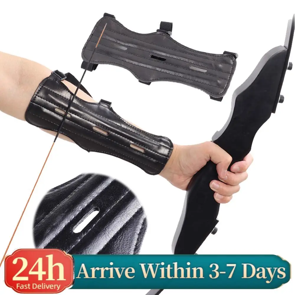 

Защита для руки для стрельбы из лука, кожаный напульсник из полиуретана, регулируемый ремень, аксессуары для стрельбы из лука и стрел