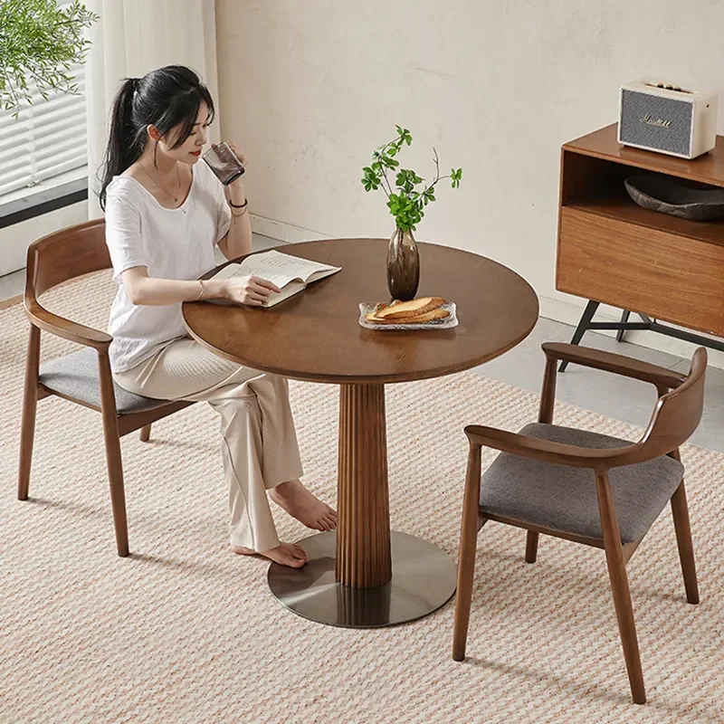 Juegos de mesa de centro de comedor redonda, silla de madera, sala de estar minimalista, mesa de diseño, consola Huismeubilair, muebles modernos