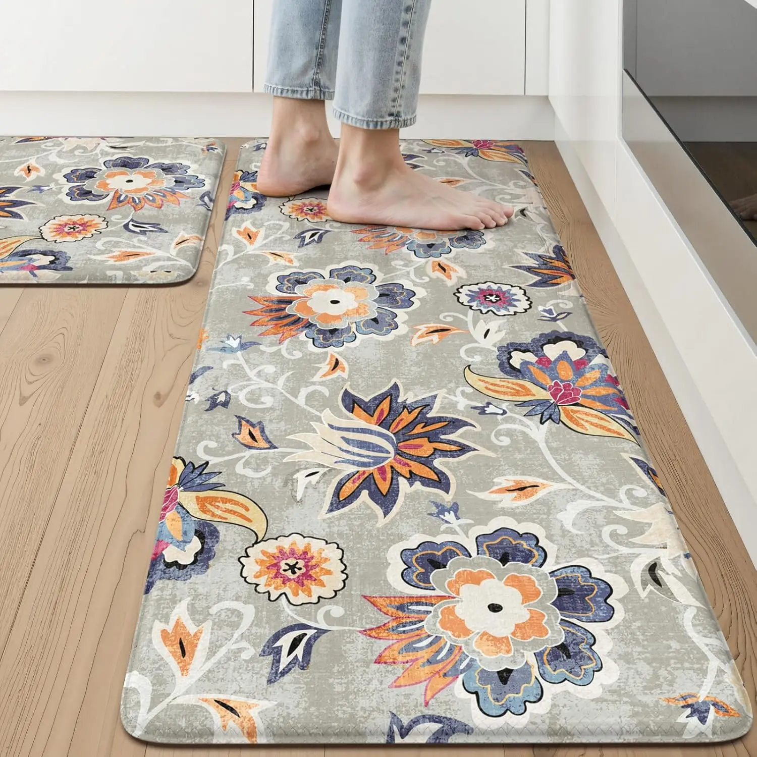 

Набор из 2-х кухонных ковриков против усталости, с амортизирующей пеной и нескользящим покрытием, для раковины, прачечной, офиса (20x31+20x47)