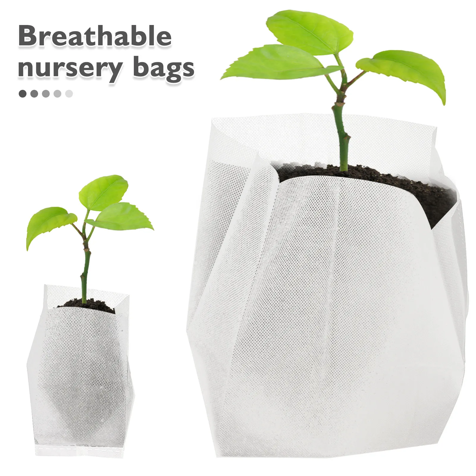 200Pcs Vegetable Planting Bags Non-Woven Fabric Grow Pouches 8x10cm 20x20cm Reusable Nutrient-Retaining Root Aeration Nursery