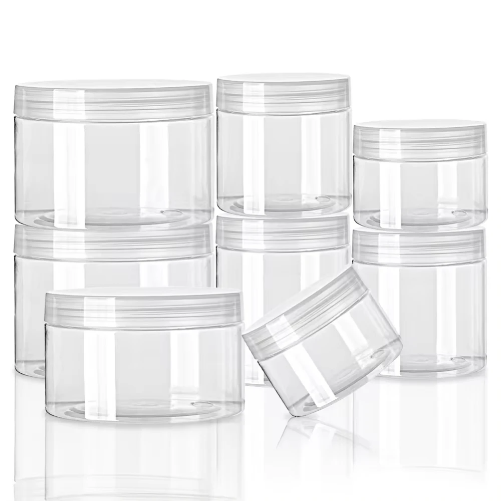 30-250ml Storage Jars Empty With Cosmetic Jars Makeup Clear lid Plastic Screw-on Refillable Makeup Balm Container Travel Bottle