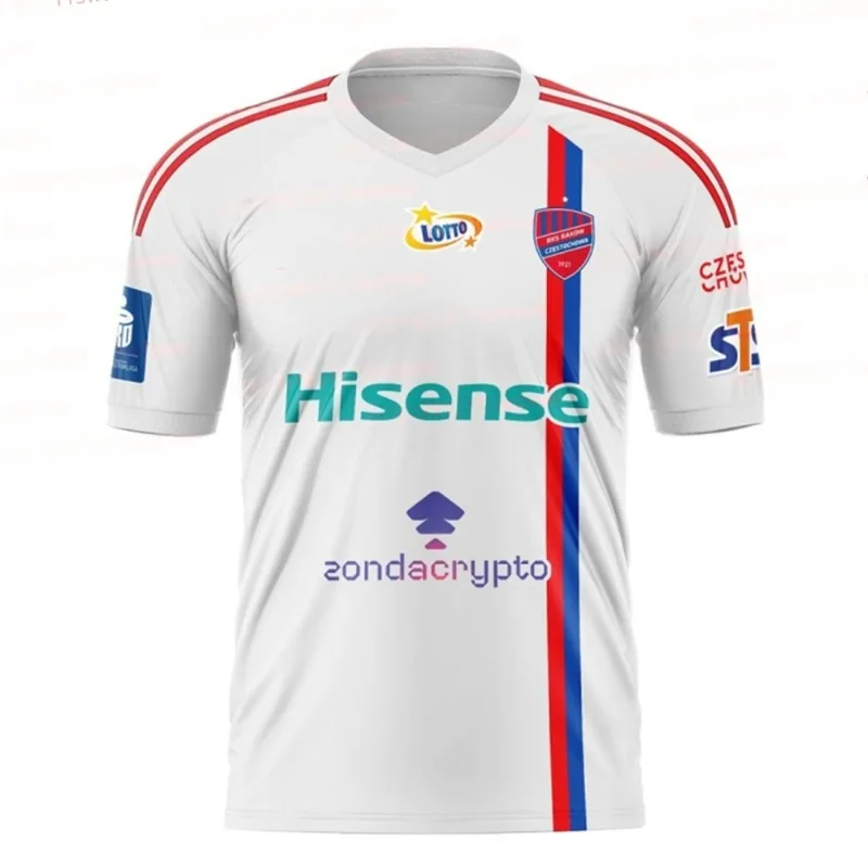 تي شيرت رجالي نمط كرة القدم البولندية Polska Pi Ł Ka No Ž Na Jersey 25-26 Home Rak Ó W Czstochova Jersey قميص الكبار #2