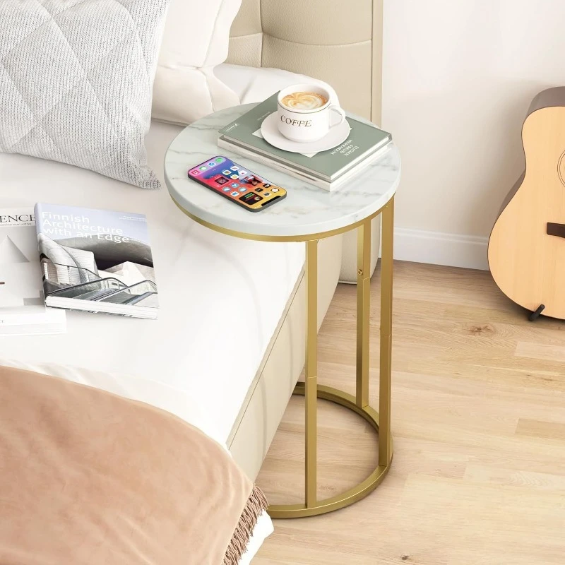 

Light luxury C-shaped sofa side table Living room slide down sofa table Snacks coffee table Bedroom small space Bedside table