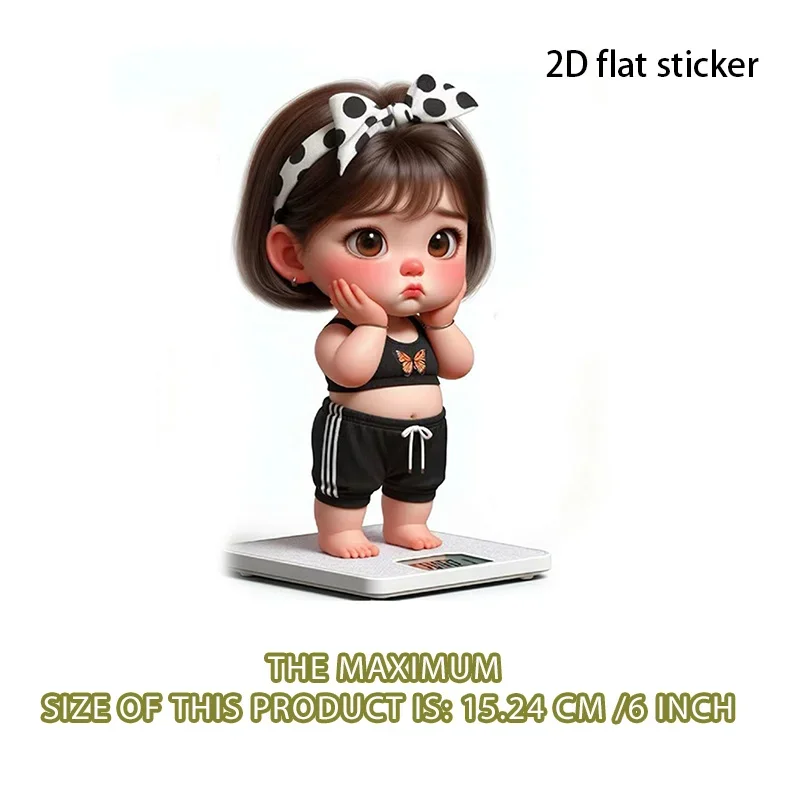 1Pc Cute Bow Girl On Scale 2D Flat Vinyl Sticker Waterproof UV Resistant Decal for Car Motorcycle Helmet Water Bottle Decor