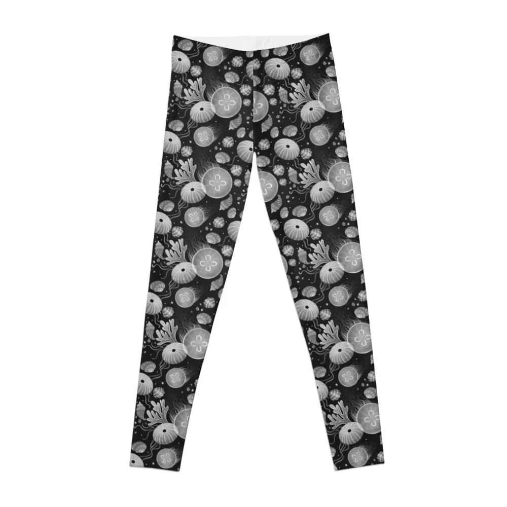 

Ocean life - black and white Leggings Women's high waist Legging sport Womens Leggings