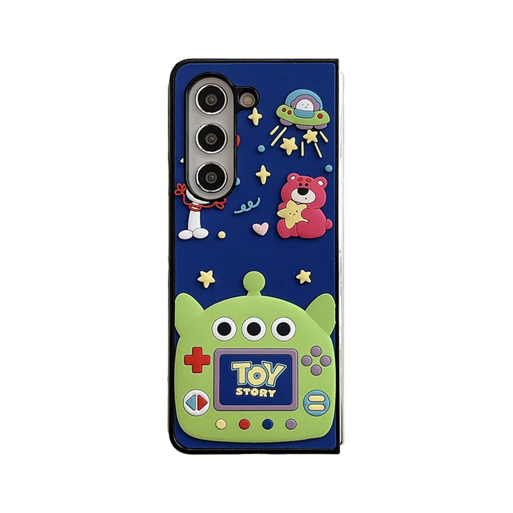 Силиконовый чехол для телефона с игровой консолью Cartoon Alien для Samsung Galaxy Z Fold & Z Flip 7 6 5 4 3, жесткий противоударный комбинированный чехол 2 в 1