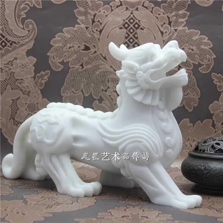 32cm LARGE # 2020  home efficacious FENG SHUI Talisman Protection Money Drawing PI XIU royal White marble Sculpture statue
