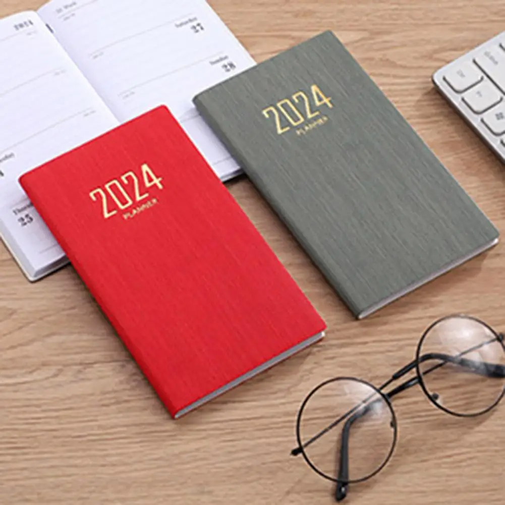 Study Planner Notebook 2024 Planner Notebook Set with Fake Leather Cover Thick Paper Weekly/monthly Calendar for Home Office