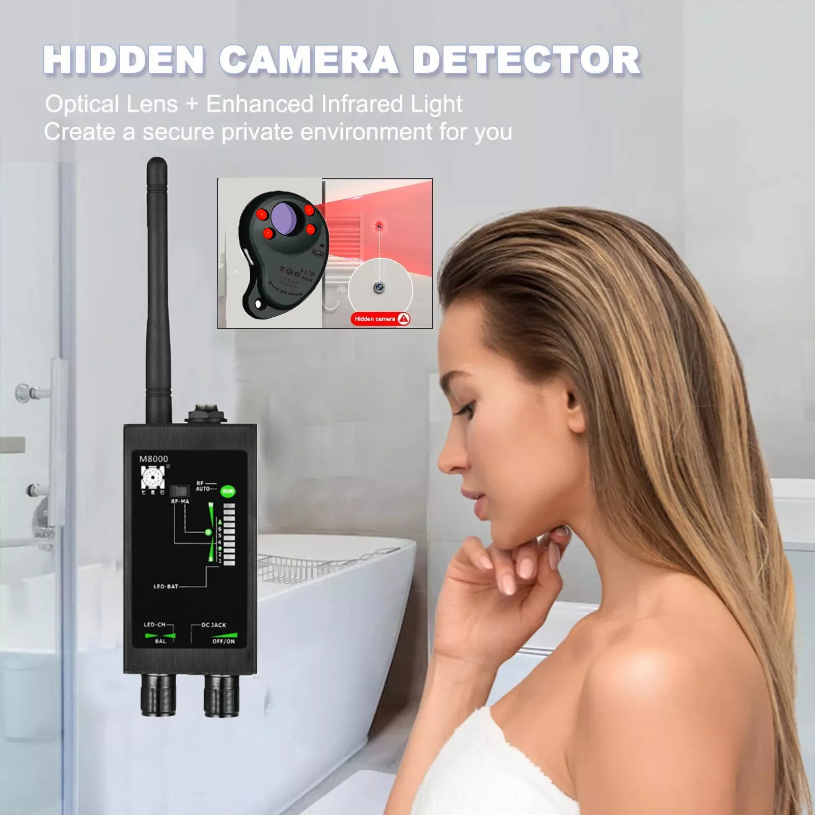 M8000 Hidden Camera Detector, Bug Detector, GPS Tracker Detector for Hotel Car Office view 4