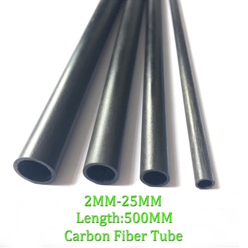 2x 2mm 3mm 4 5 6 7 8 10mm 11 12 14 16 18 19 20 22 25mm Carbon Fiber Tube Hollow Rod for RC Plane DIY Quadcopter Arm Length 500mm