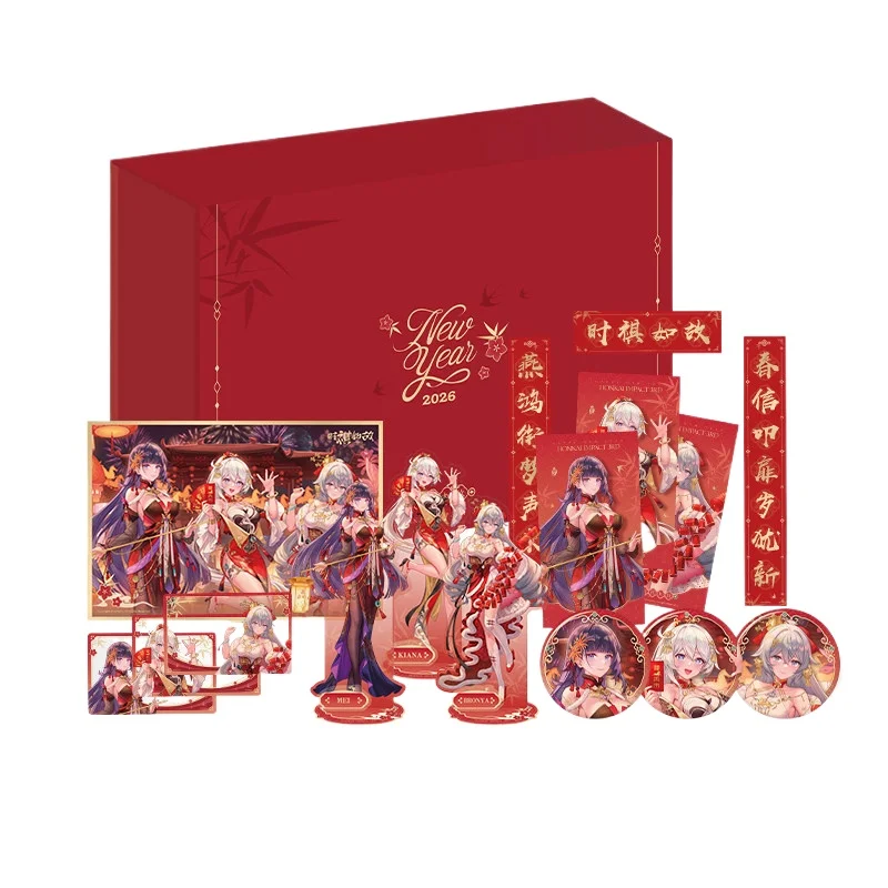 

Официальный подарочный набор к Новому году 2026: Игровая серия Honkai Impact 3, акриловая подставка-значок с Кианой Касланой и Броней, прозрачная карта из ПЭТ