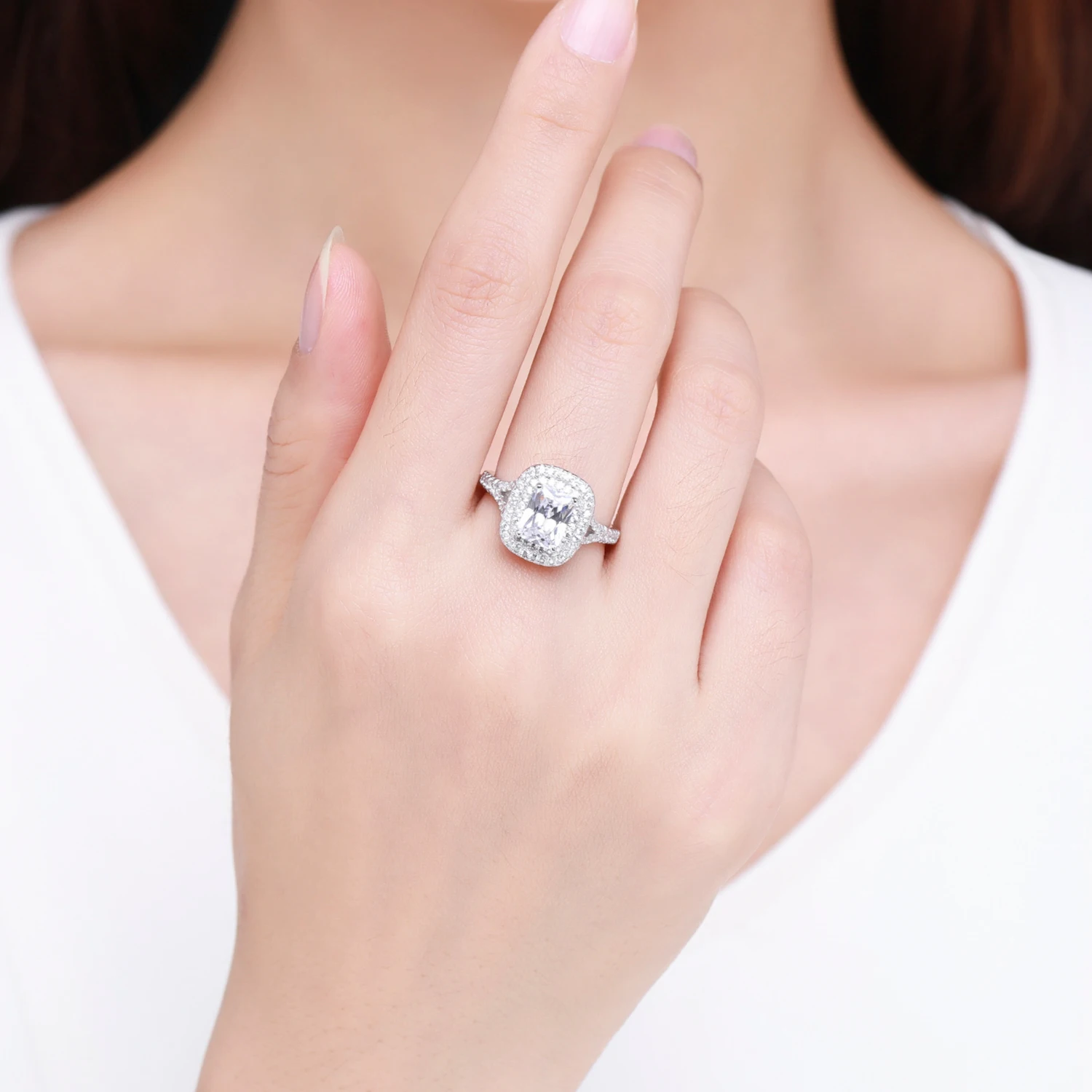 2021 Top quality R&J Brand Bridal 100% Solid 925 Sterling Silver Ring Cake Engagement Wedding Fine rings Jewelry For Women