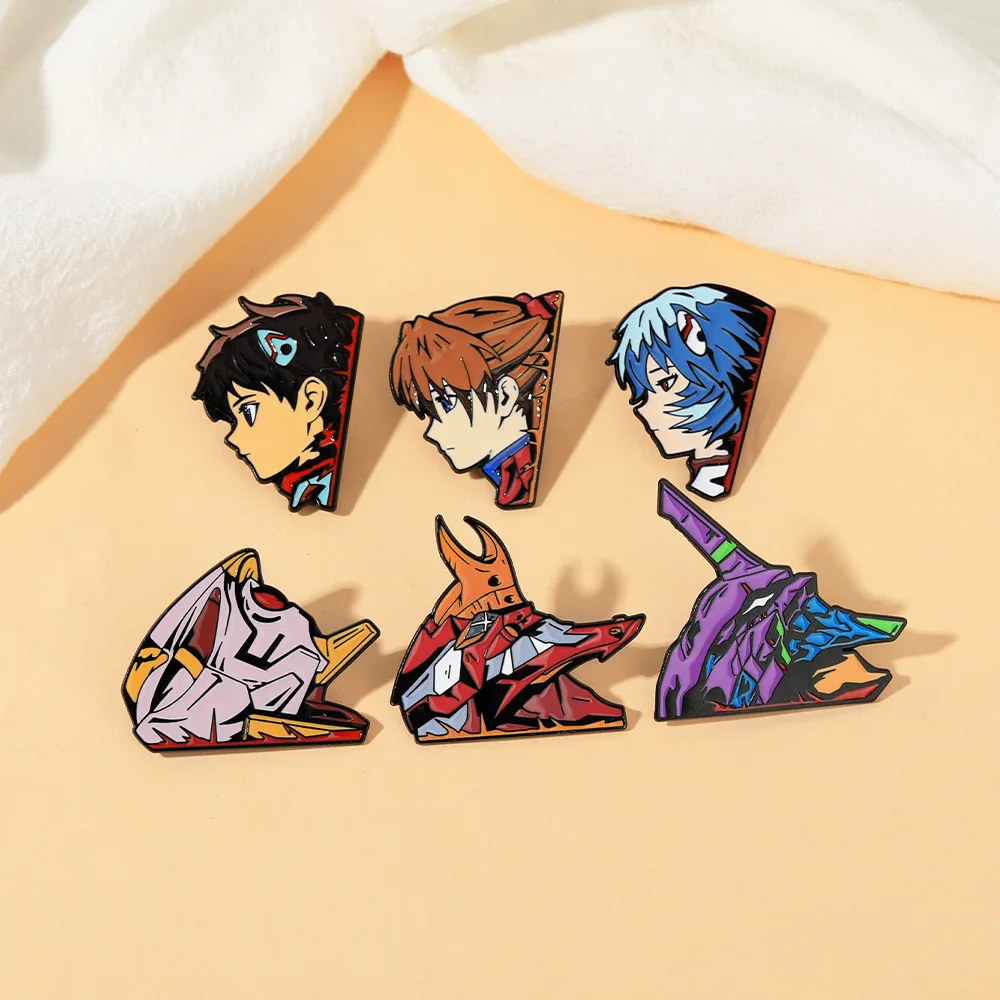 Pins de Esmalte EVA Neon Genesis Evangelion: Shinji, Asuka, Rei y Unidades-01, 02, 00. Broches y Emblemas de Anime para Mochilas y Solapas, Regalo para Fans.