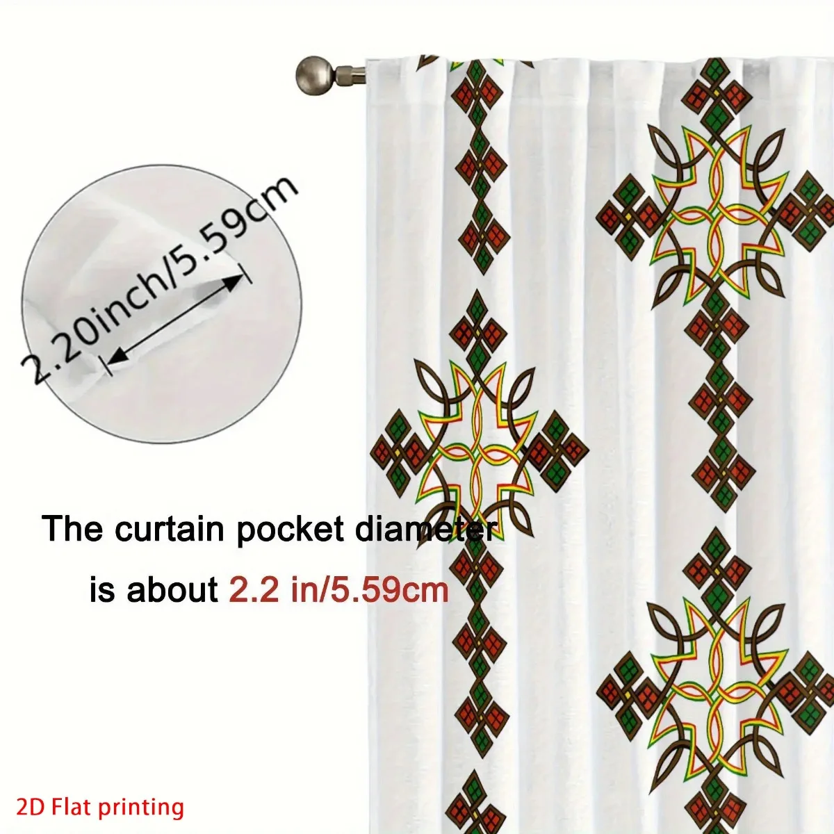Ethiopian cross pattern Print Drapes Room Darkening Window Curtains for Home Decor,Rod Pocket Blackout Curtains Bedroom