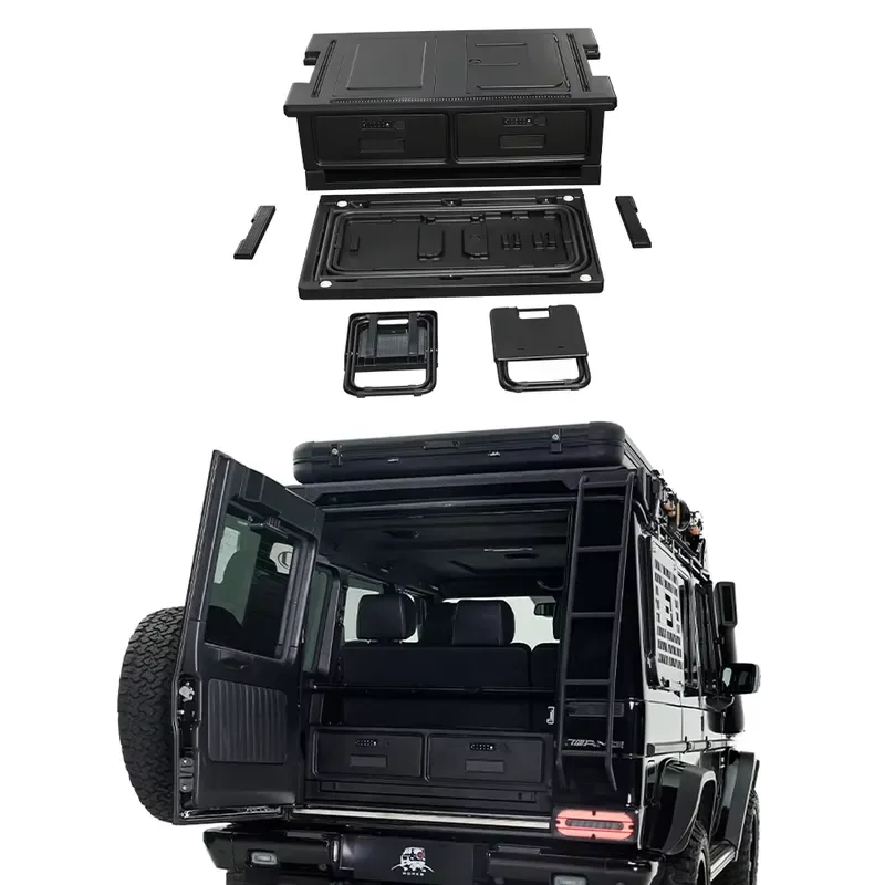G Class W465 W463A W463 Trunk Storage Box with Foldable Table Seat Kit Interior Rear Trunk Drawer Trunk Container Box