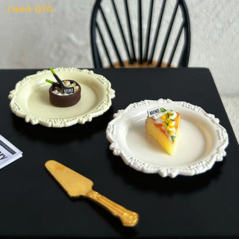 3 pçs menina brinquedo em miniatura casa de bonecas placa pastelaria mini retro escultura bandeja disco jogar cozinha comida para boneca acessórios