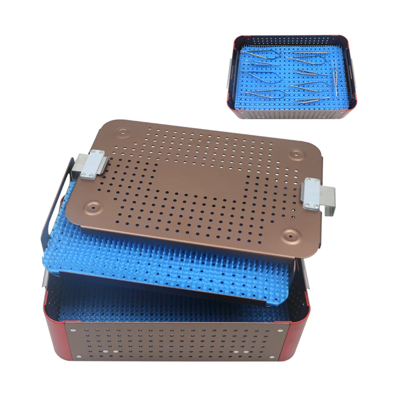 Double Layers Sterilization Tray Case Box Aluminium Disinfection Tool Sterilizing Tool Opthalmic Instrument