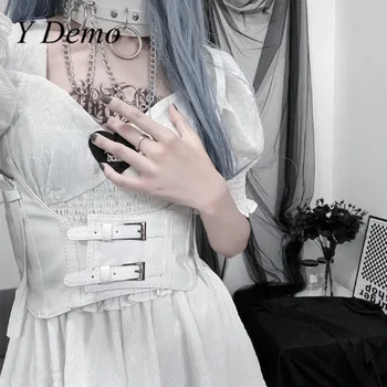 Correas de cintura gótica de demostración para mujer, fajas de hebilla para mujer, cinturones de vestir informales con arnés de Pu