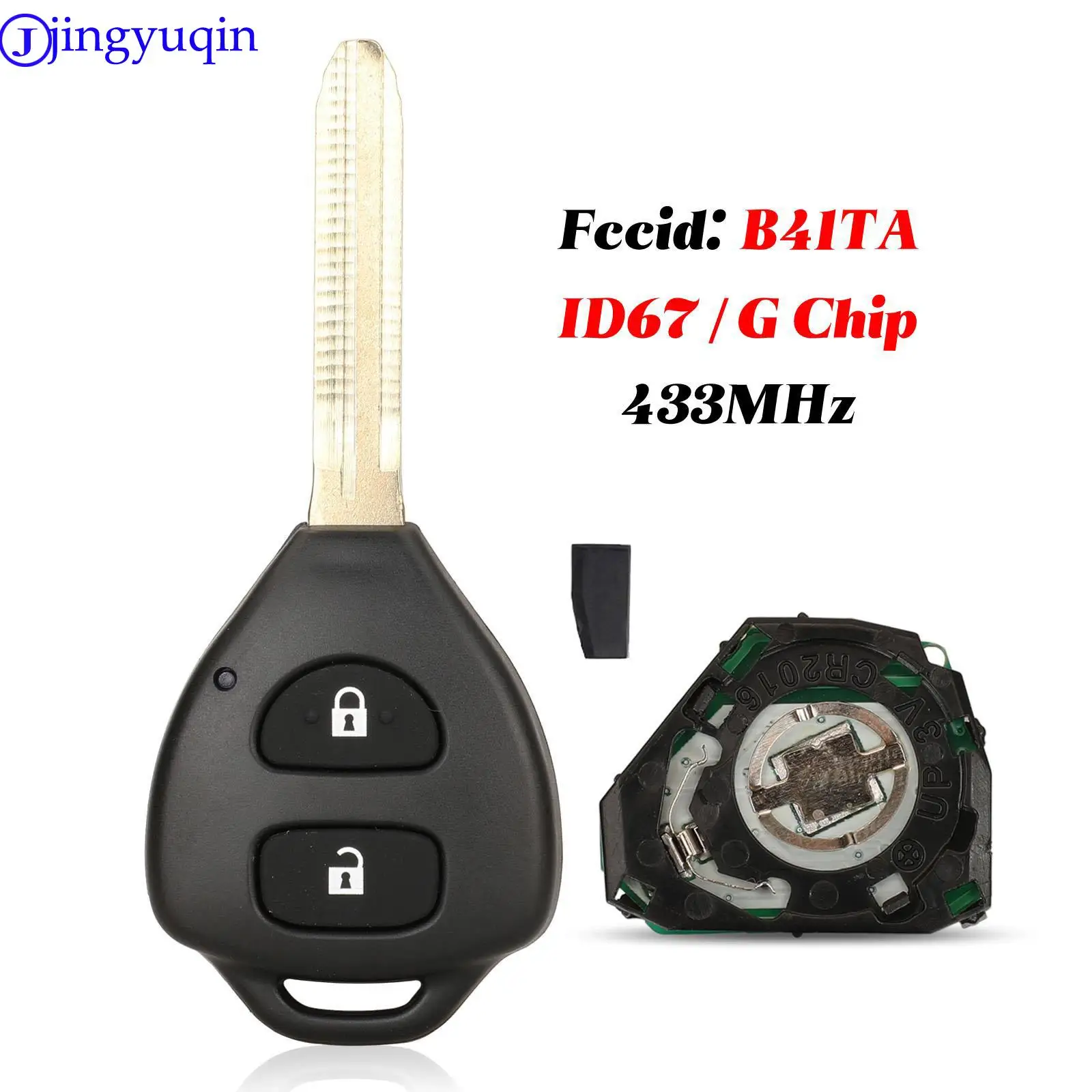 jingyuqin 2 Buttons Remote Car Key Control For Toyota prius 2 hilux etios vios yaris corolla  FCCID：B41TA ID67/G Chip 433 Mhz