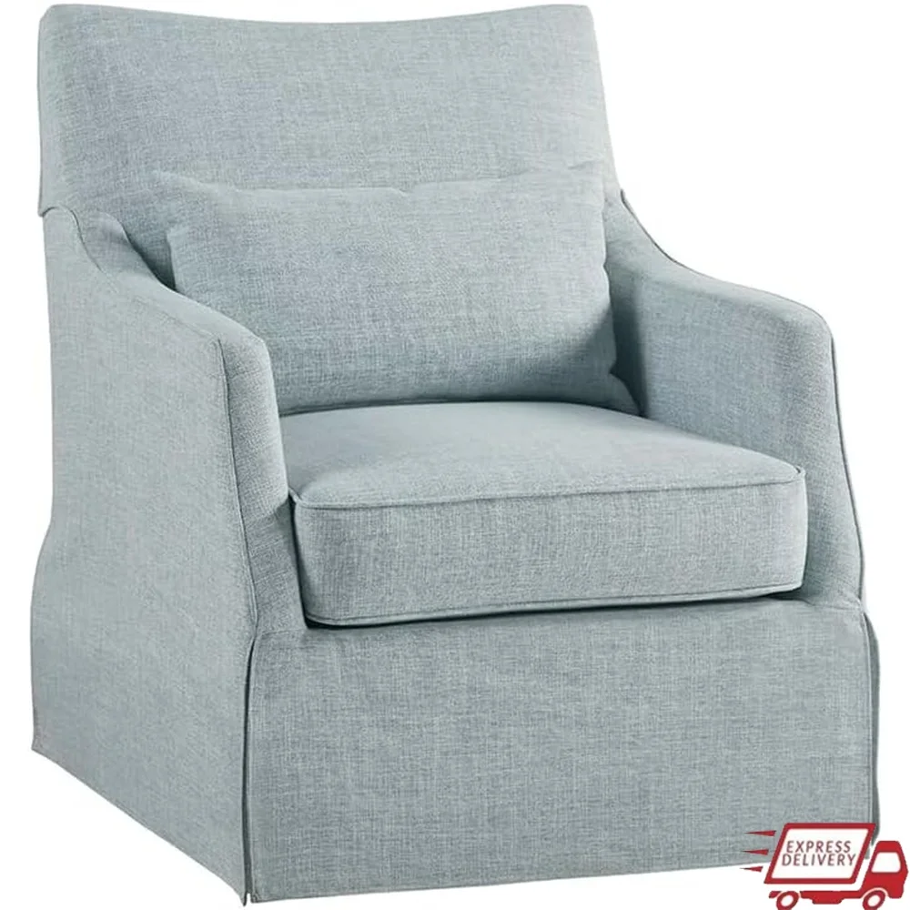 

London Swivel Chair Solid Wood Plywood Accent Chair with Lumbar Pillow Modern Classic Living Room Furniture 360 Degree Rotation