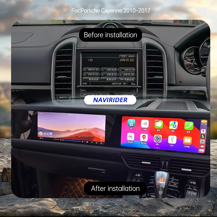 

Двойной экран 12,3 + 12,3 дюйма для Porsche Cayenne 2010-2017 Android-монитор автомобильный мультимедийный плеер радио GPS Navi Carplay 4G WiFi Auto