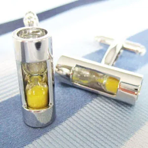 5 Colors Hourglass Cufflink Sand Clock Glass Timer Sandglass Cuff Link Shipping