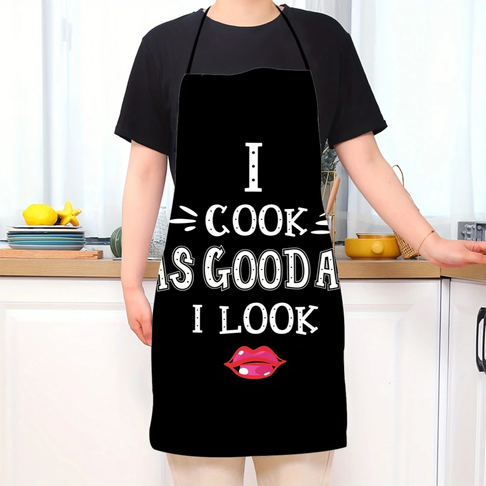 I Cook As Good As I Look Apron For Women Kitchen Cooking Gift With Lip Design Black Apron For Chef Or Home Use