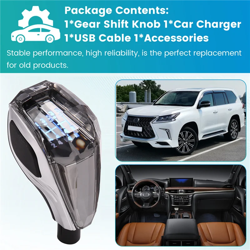 مقبض ناقل الحركة اليدوي للسيارة مقبض كريستال LED لسيارة تويوتا هوندا هيونداي نيسان العالمي