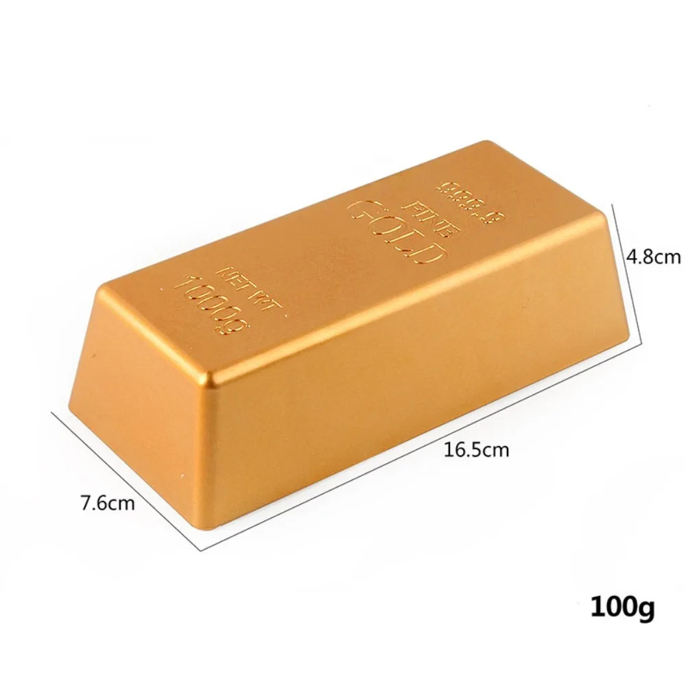 Ideal Gift Simulation Fake Gold Bar Paperweight Door Stop Bullion Bar Glittering Plastic Golden Brick Office Desk