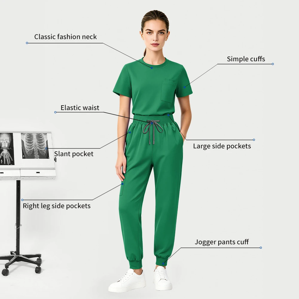 Niaahinn Operating Room Medical Uniform Short Sleeve Pet Hospital Doctor Jogger Set Work Nurse Accessories Dentist Surgical Suit